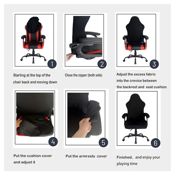 Gaming Chair Cover Stretchable Swivel Office Computer Desk Chair Protector Black - Picture 9 of 10